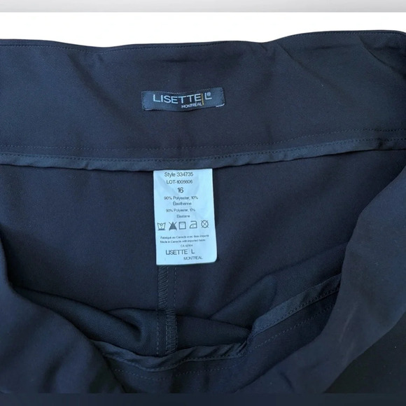 Lisette L  Montréal, Black Feather-Trimmed Designer Trousers, Size 16 - Picture 5 of 11